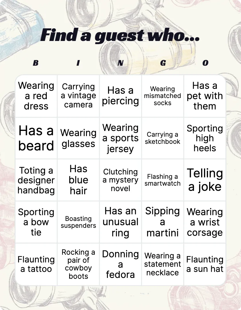 Find a guest who… bingo