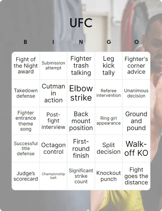UFC bingo