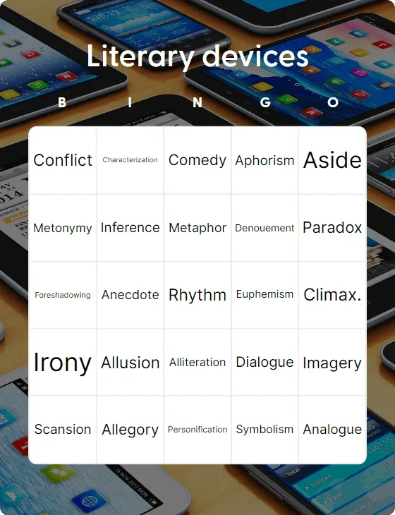 Literary devices bingo