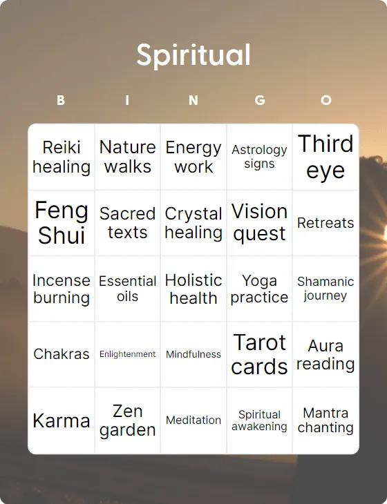 Spiritual Bingo: Printable & Customizable - Bingo Card Creator