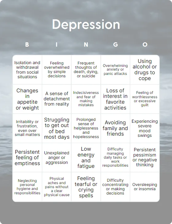 Depression bingo