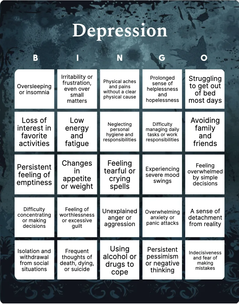 Depression bingo