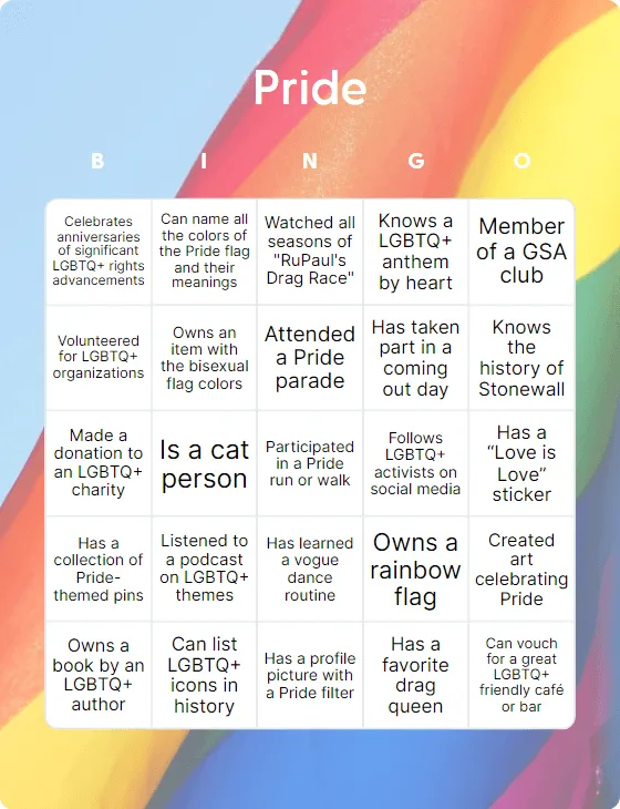 Pride bingo