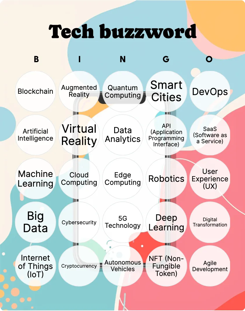 Tech buzzword bingo card template