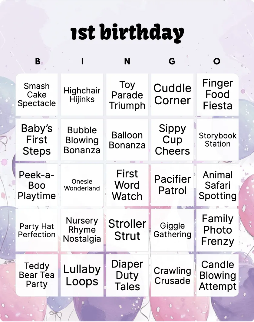 1st birthday bingo