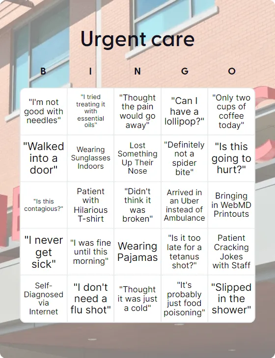 Urgent care bingo