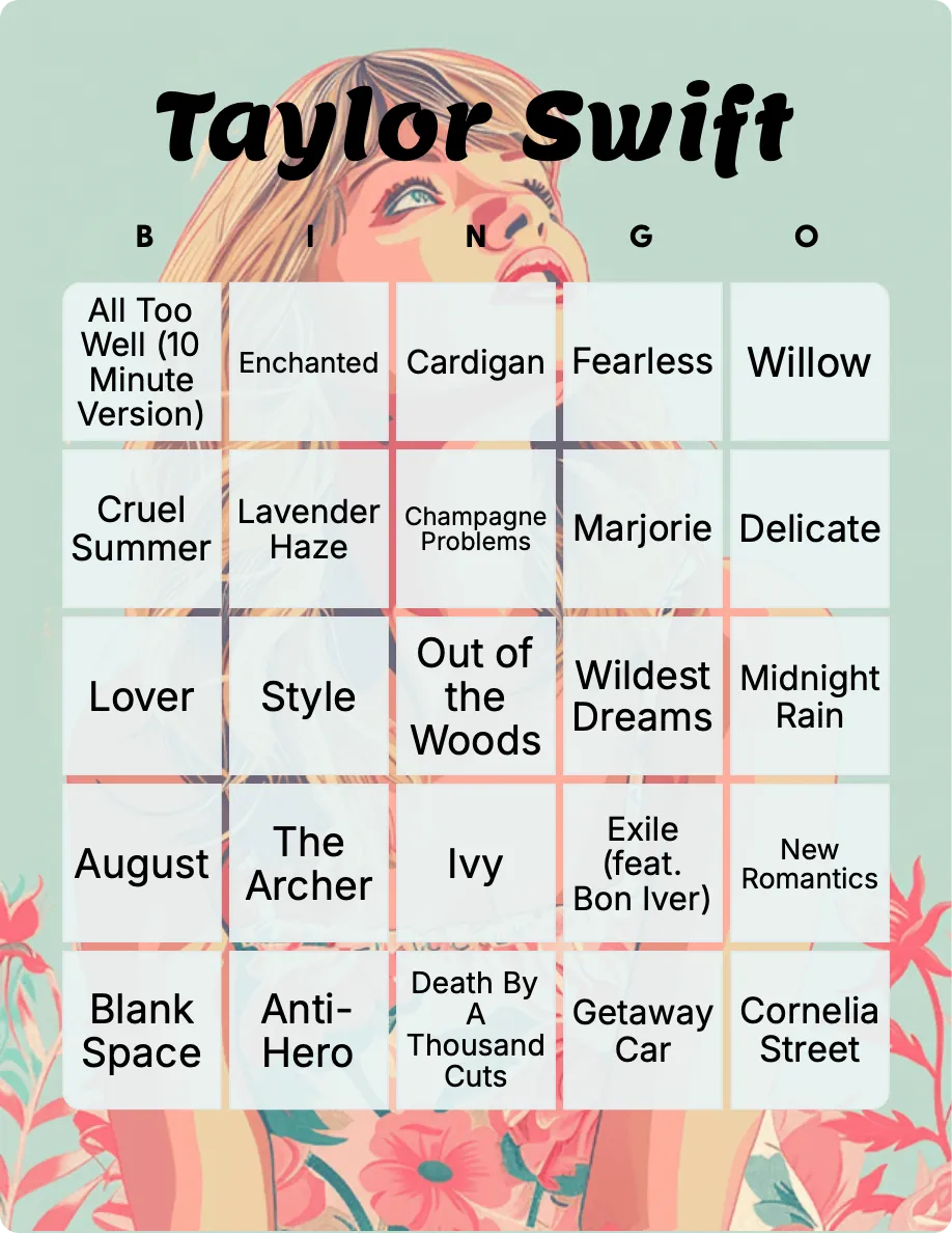 Taylor Swift bingo