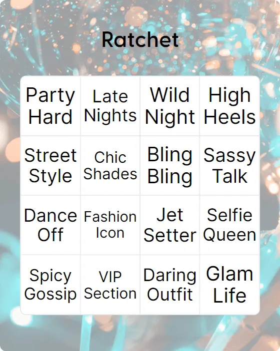 Ratchet bingo card template