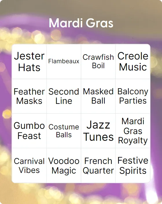 Mardi Gras bingo