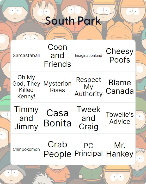 South Park bingo
