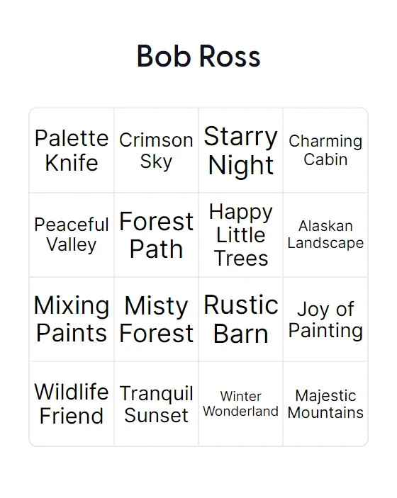 Bob Ross bingo