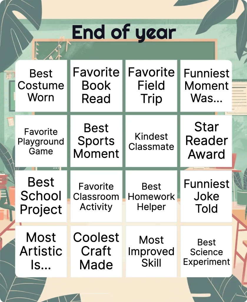 End Of Year Bingo: Printable & Customizable - Bingo Card Creator