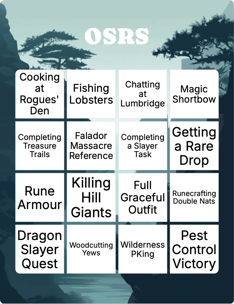 OSRS bingo card template