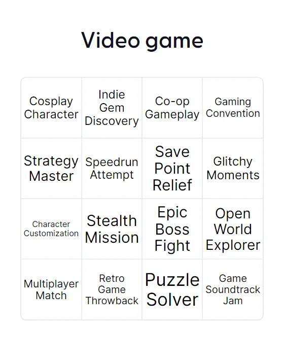 Video game bingo