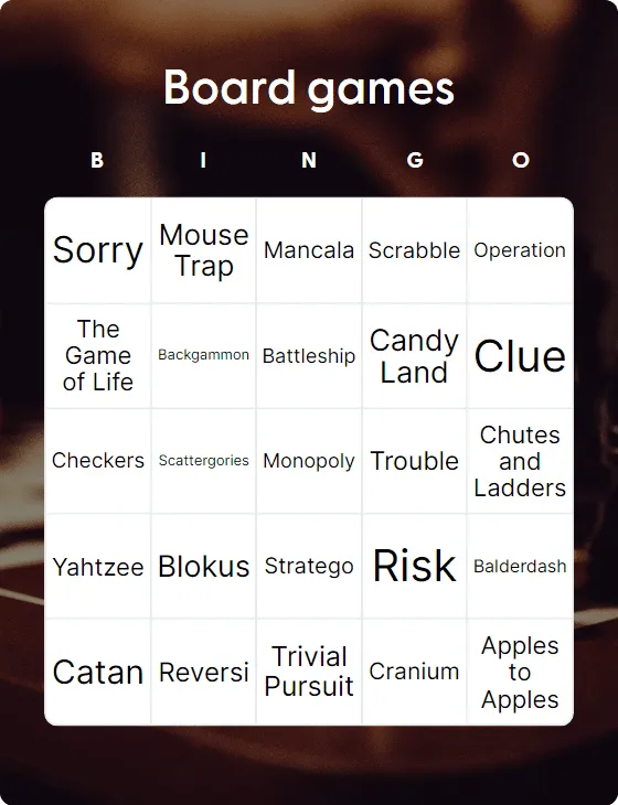 Board games bingo