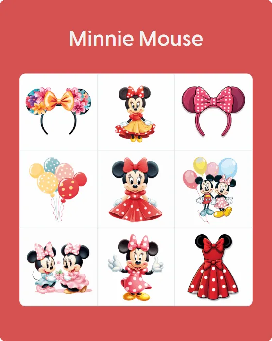 Minnie Mouse bingo card template