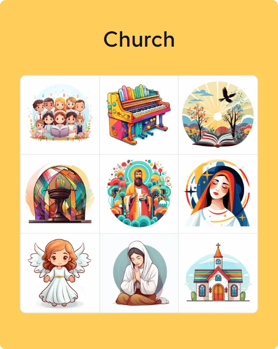 Church bingo card template