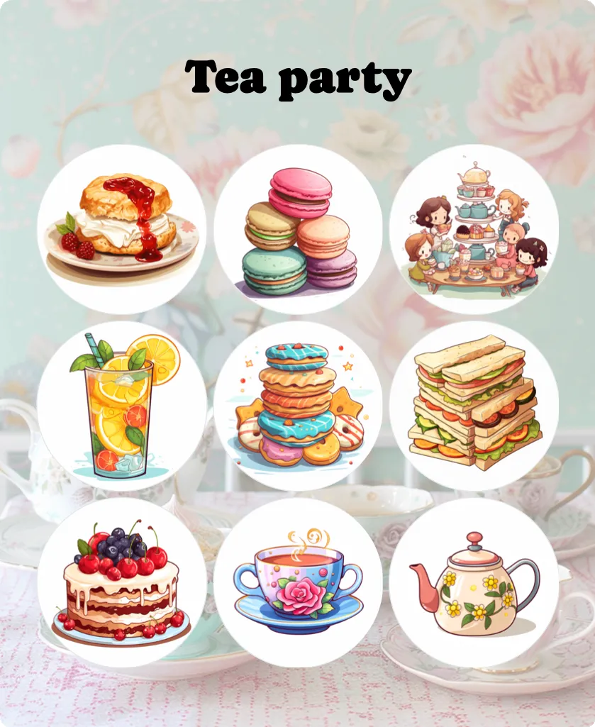 Tea party bingo card template