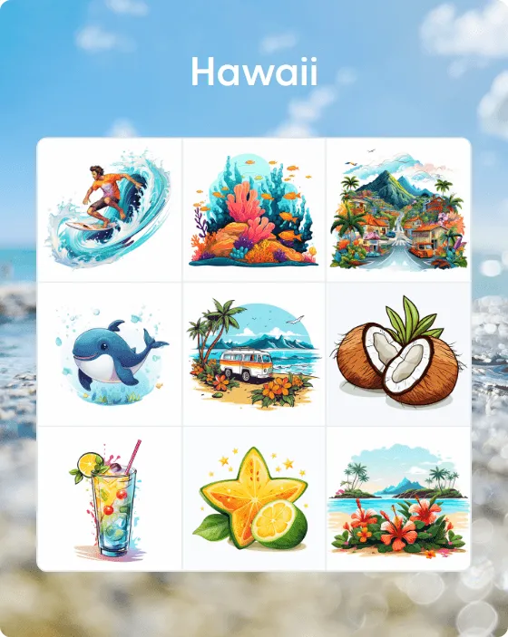 Hawaii bingo card template