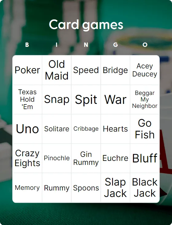 Card games bingo