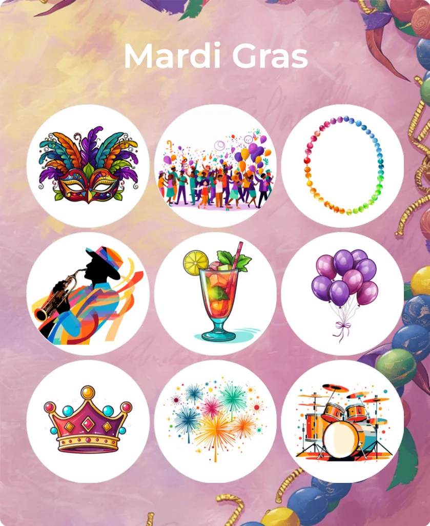 Mardi Gras image bingo