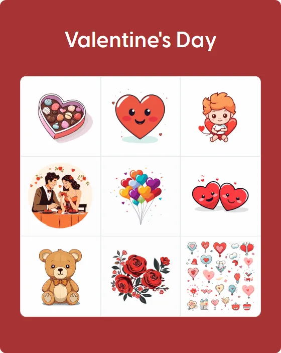 Valentine’s Day images bingo