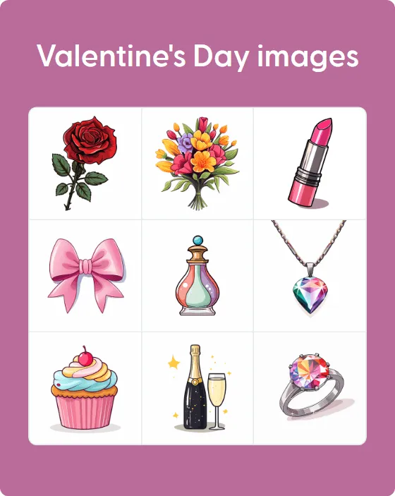 Valentine’s Day images bingo