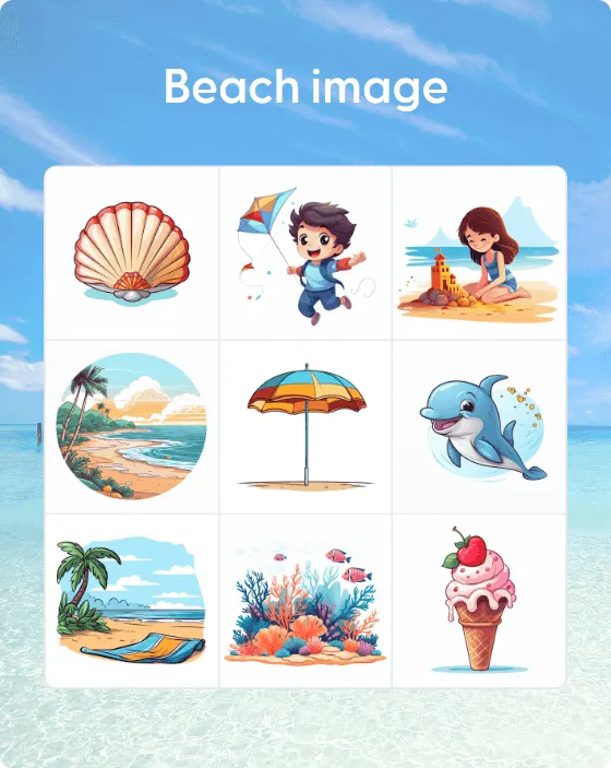 Beach image bingo