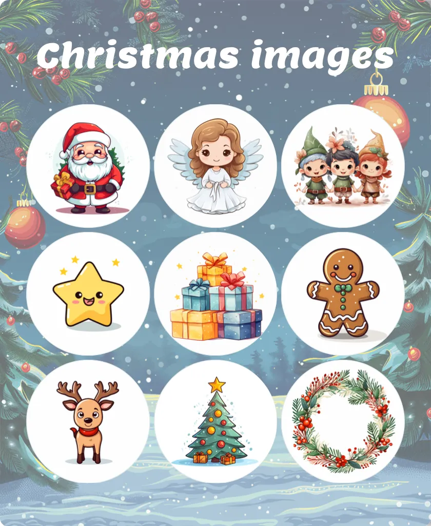 Christmas images bingo card template