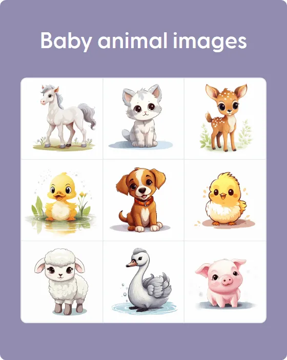 Baby animal images bingo