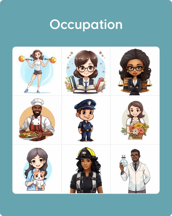 Occupation bingo card template