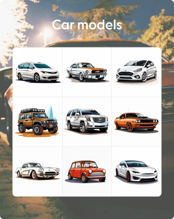 Car models bingo