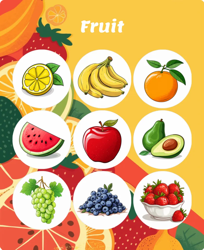 Fruit bingo card template