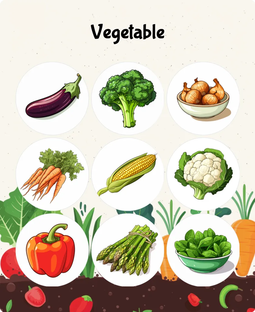 Vegetable bingo card template