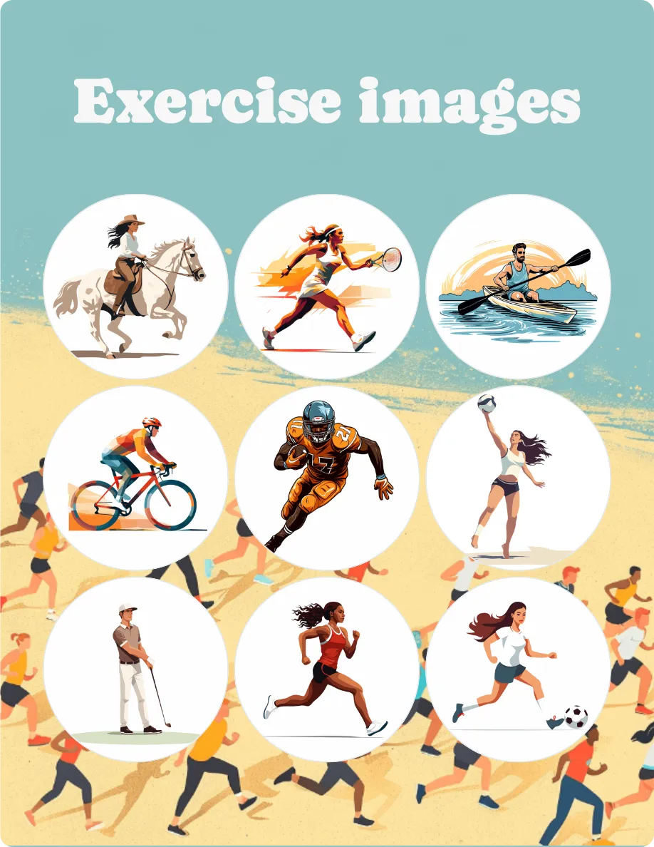 Exercise images bingo card template