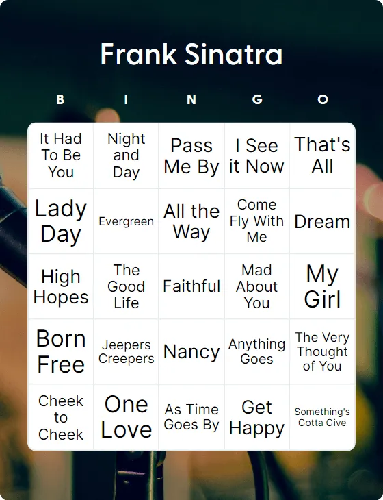 Frank Sinatra songs bingo