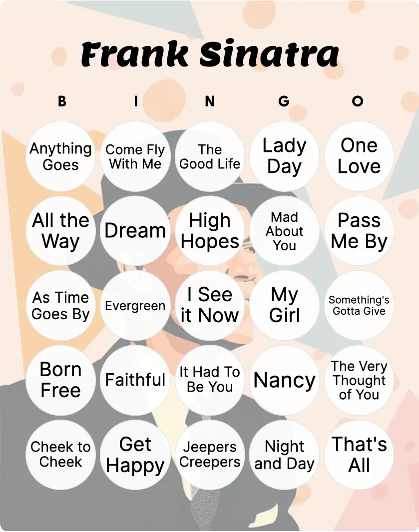 Frank Sinatra bingo card template