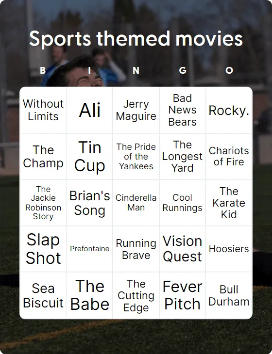 Sports themed movies bingo