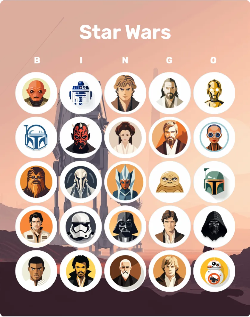 Character Bingo: Customize, Print, Play - Bingo Card Creator