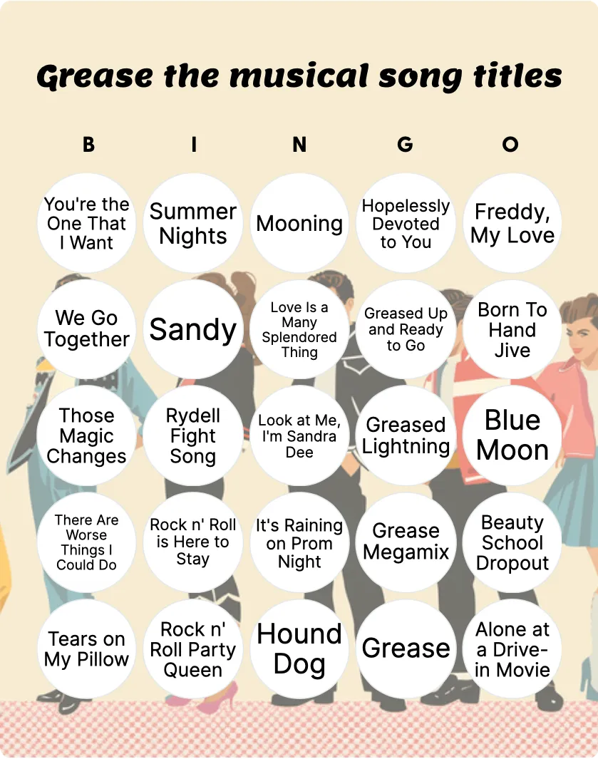 Grease the musical song titles