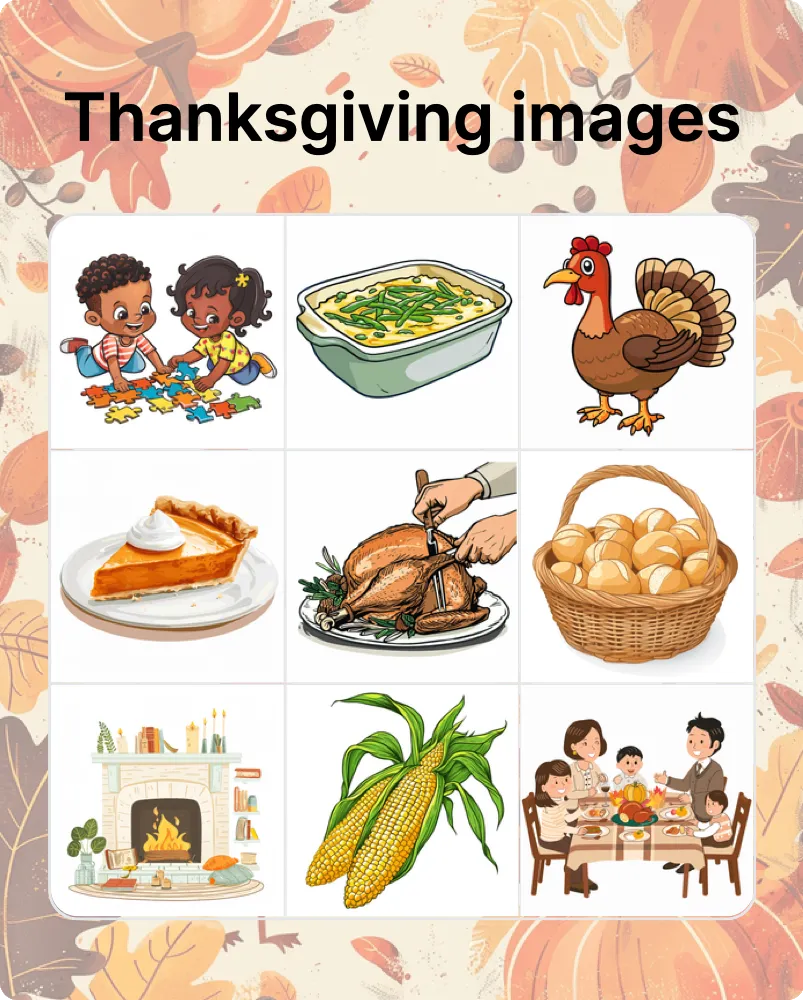 Thanksgiving images bingo