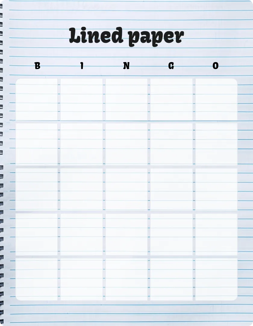 Lined paper bingo