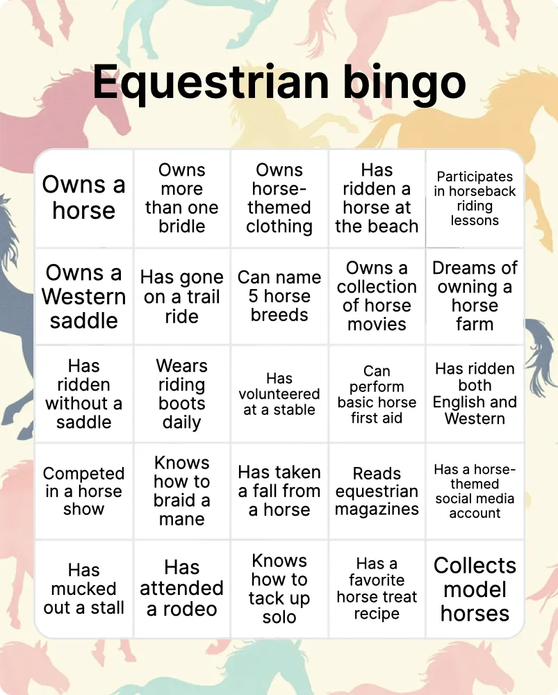 Equestrian bingo