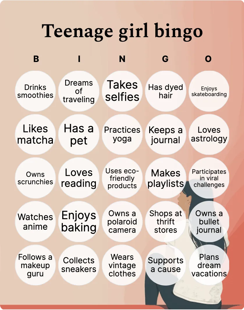 Teenage girl bingo