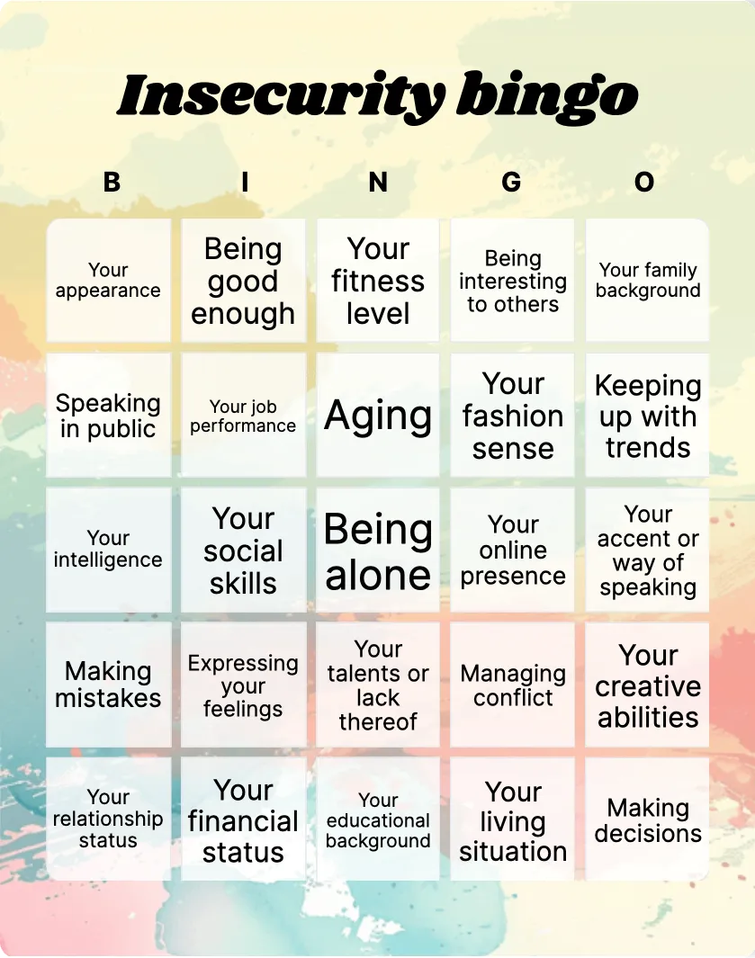 Insecurity bingo