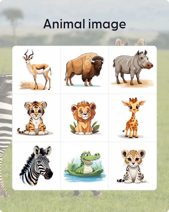 Animal image bingo