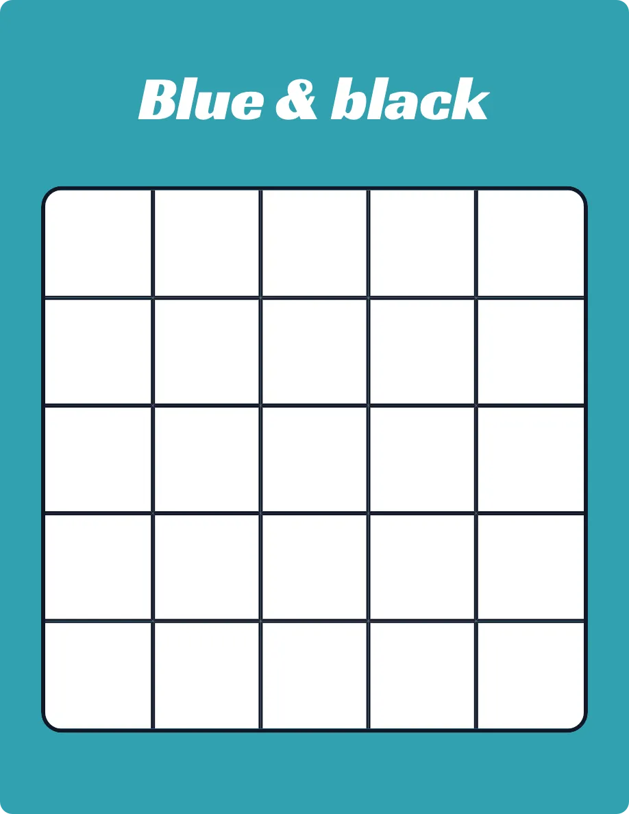 Blue & black bingo card template