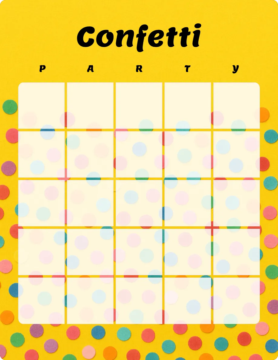 Confetti bingo card template Confetti bingo card template