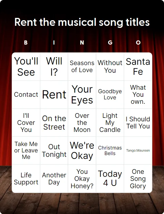 Rent the musical song titles