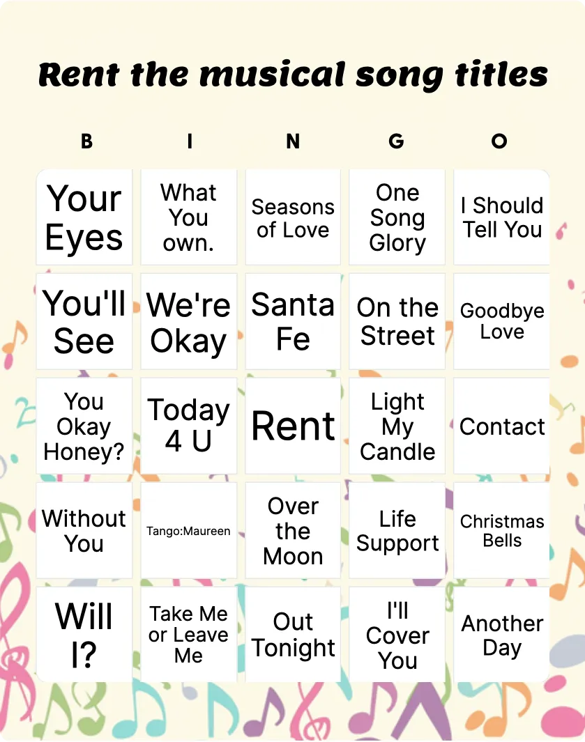 Rent the musical song titles